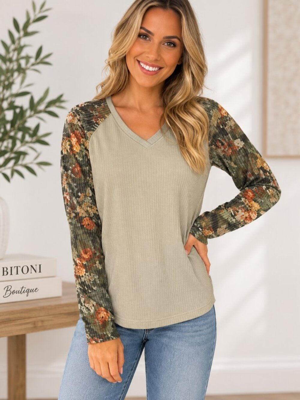 Women’s Khaki Camo Long Sleeve V-Neck Raglan Shirt XL Flame Resistant